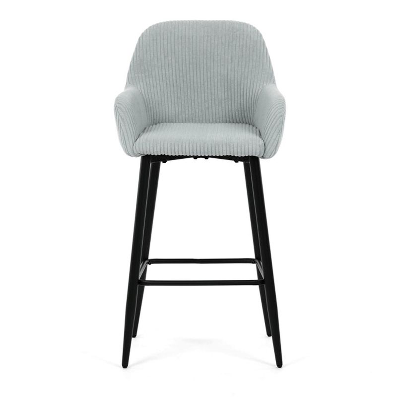 Moderná barová stolička, modrá manšestrová látka