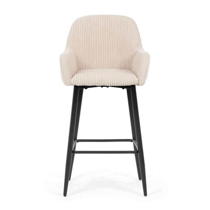 Moderná barová stolička, béžová manšestrová látka