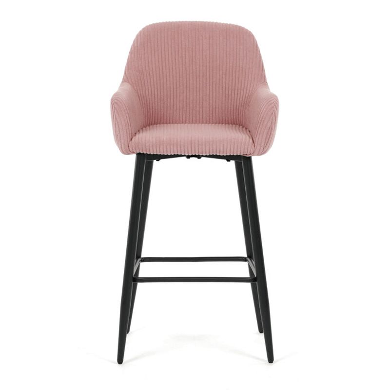 Moderná barová stolička, ružová manšestrová látka