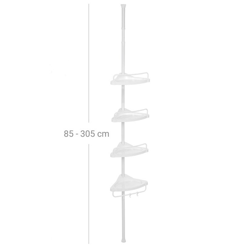 Kúpeľňová rohová polica biela, plast