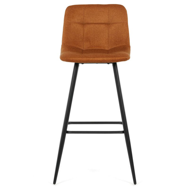 Barová stolička žltá látka, štvornohá kovová podnož