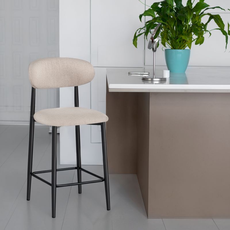 Barová stolička s nadčasovým dizajnom, béžová látka