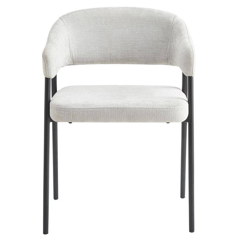 Dizajnové jedálenské kreslo svetlosivá látka s čiernymi kovovými nohami