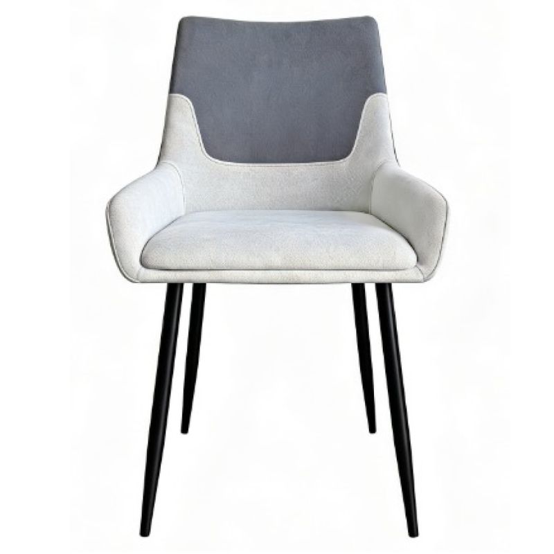 Jedálenská stolička tmavosivá a svetlosivá látka s čiernymi kovovými nohami