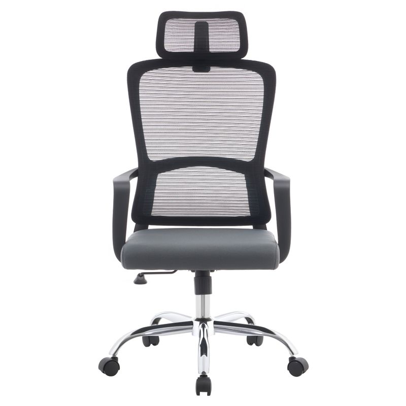 Kancelárske kreslo sivé s čiernou sieťovinou a chrómovou podstavou