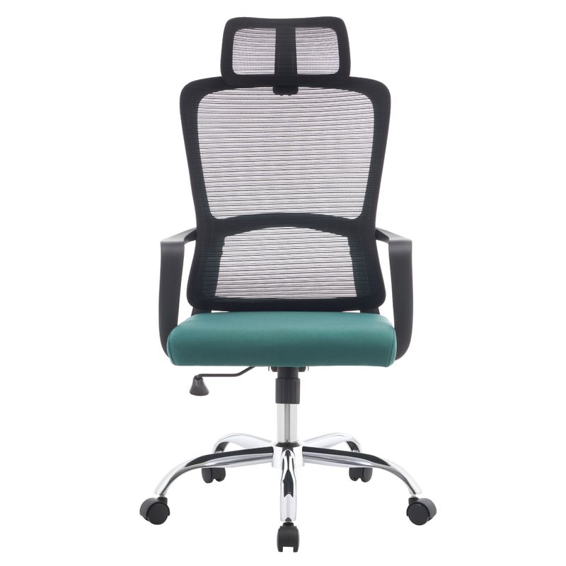 Kancelárske kreslo, zelené s čiernou sieťovinou a chrómovou podstavou