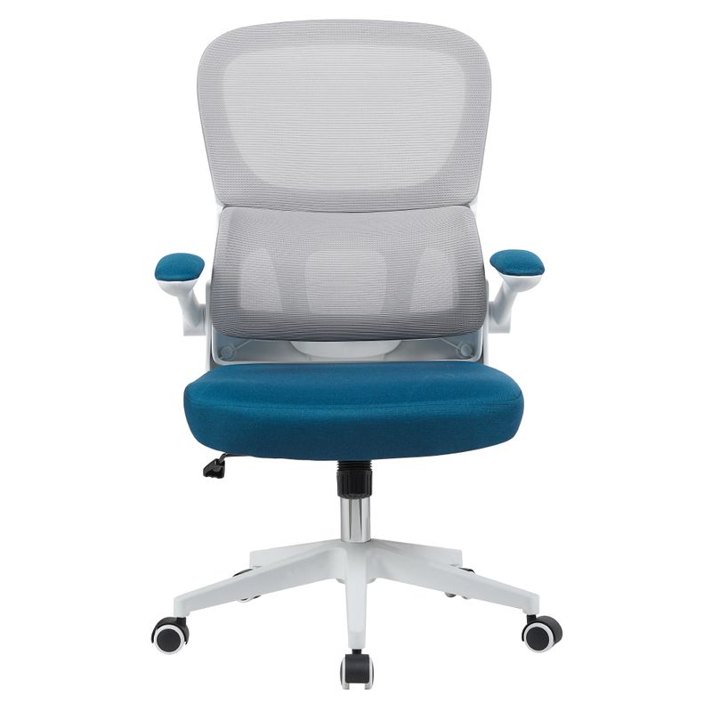 Kancelárske kreslo, petrolejové s hnedou sieťovinou a bielou podstavou