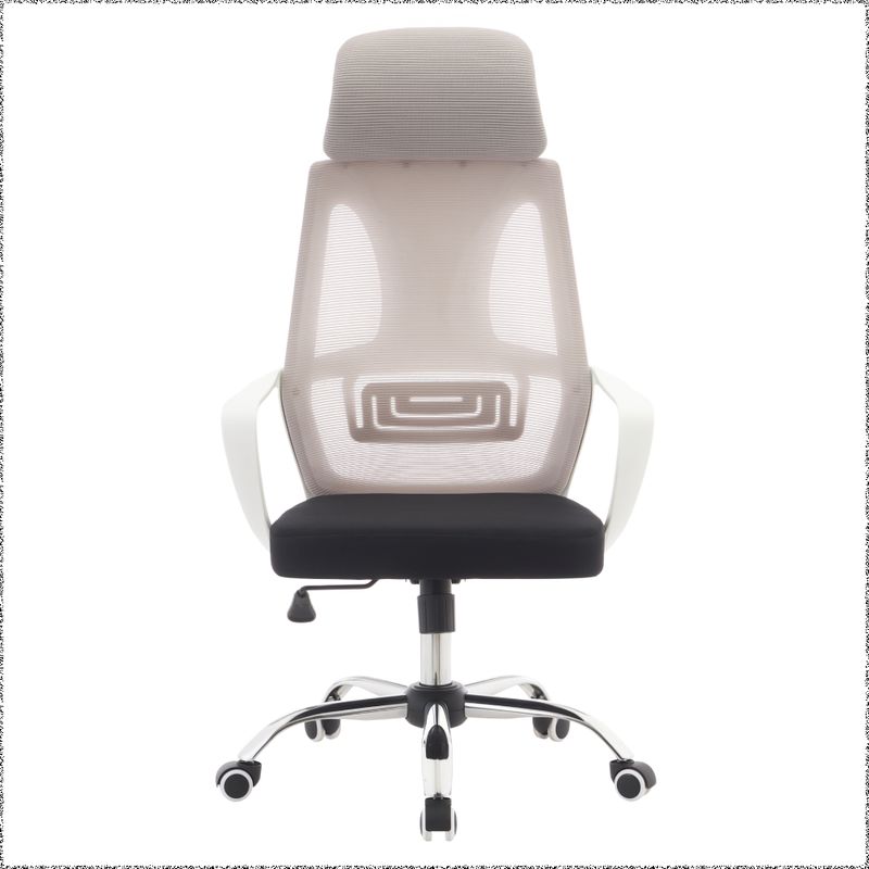 Kancelárske kreslo, čierne so sivou sieťovinou a bielymi detailmi