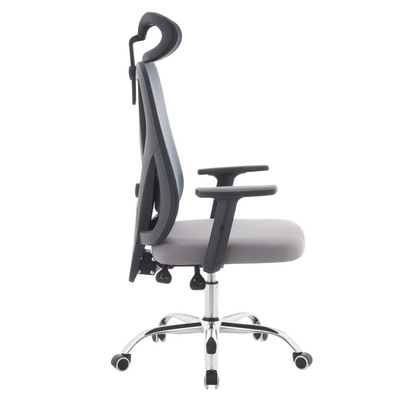 Ergonomické kancelárske kreslo, svetlosivé s tmavosivou sieťovinou a chrómovou podstavou