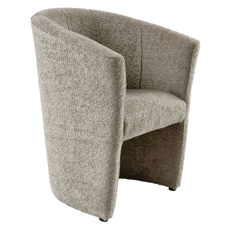 Moderné klubové kreslo, sivobéžové Taupe v látke Coral Boucle