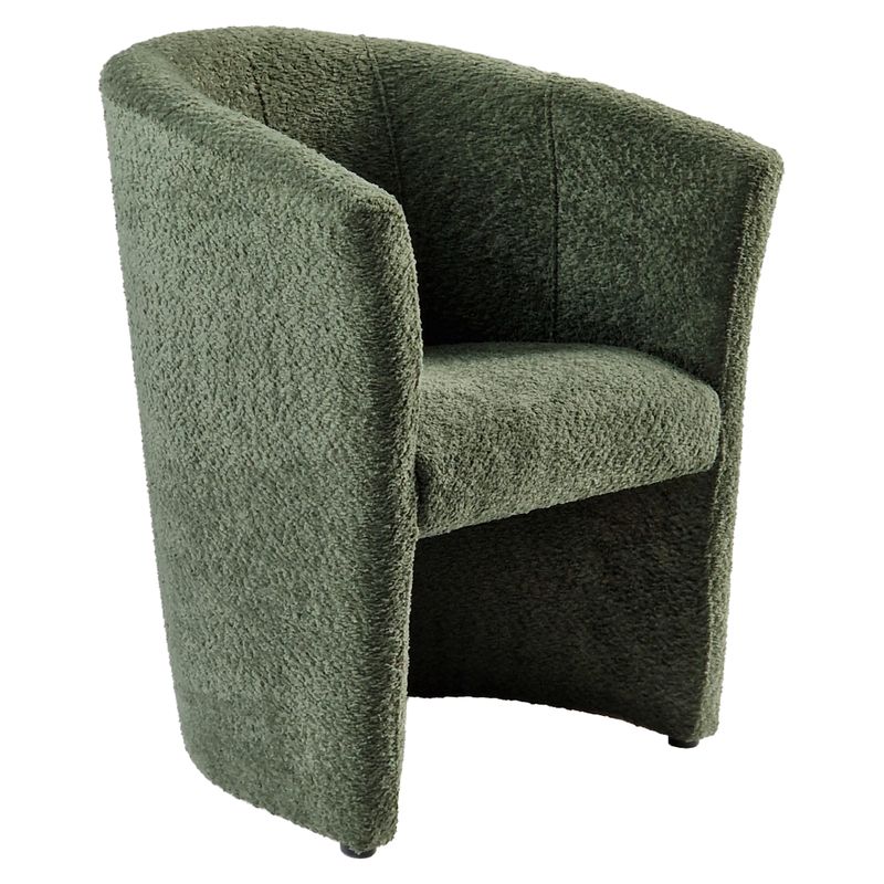Moderné klubové kreslo, zelené v látke Coral Boucle