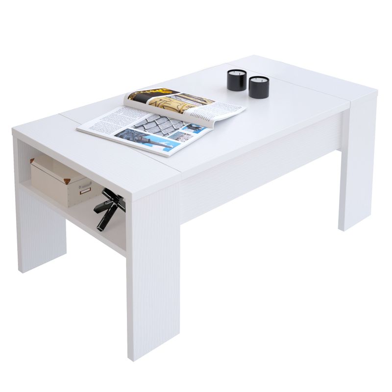 Konferenčný stolík s odkladacím  priestorom, biely