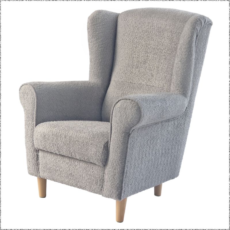 Dizajnový ušiak, sivý v látke Coral Bouclé