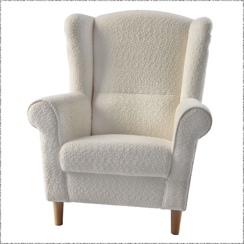 Dizajnový ušiak, smotanový v látke Coral Bouclé