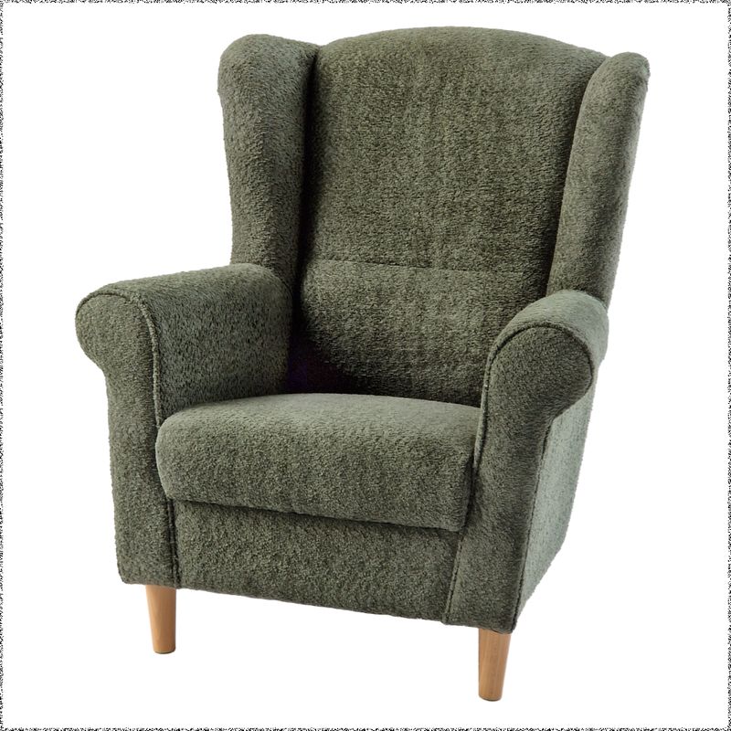 Dizajnový ušiak, zelený v látke Coral Bouclé