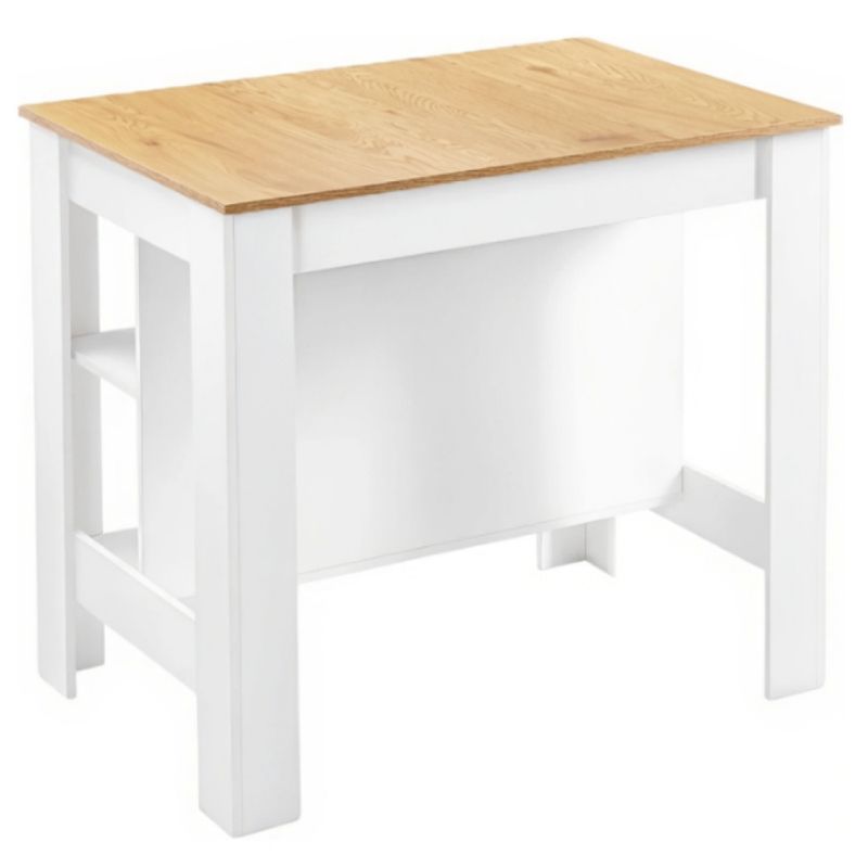 Kuchynský ostrovček, dub, biely, s otvorenými policami