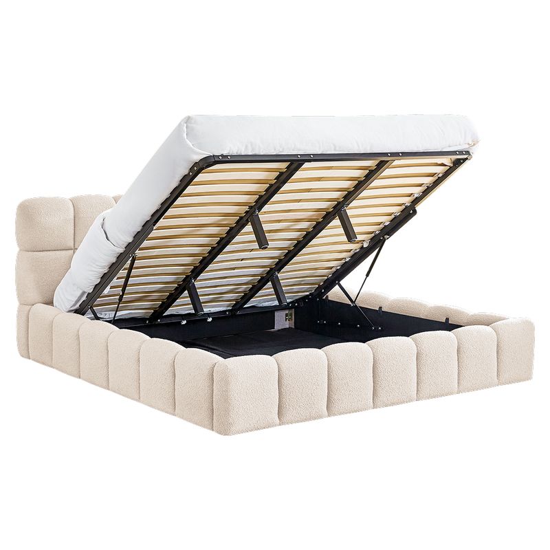 Manželská posteľ 180 s roštom, béžová látka Bouclé