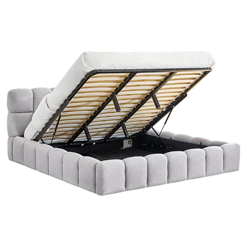 Manželská posteľ 180 s roštom, sivá látka Bouclé