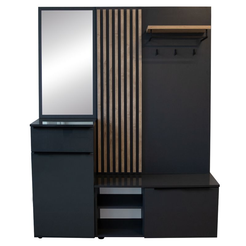 Predsieňová zostava, antracit lesk HG, dub artisan