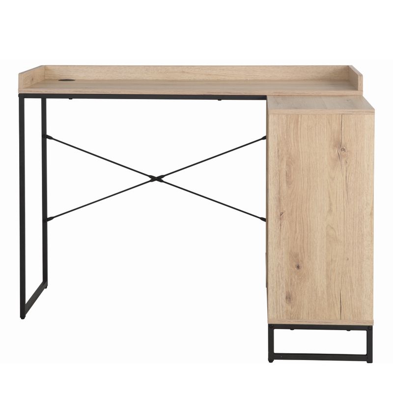 Štýlový rohový pracovný stôl, dub, čierny