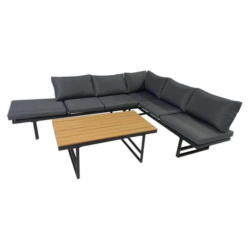 Modulárny záhradný set, čierny, tmavosivý, prírodný