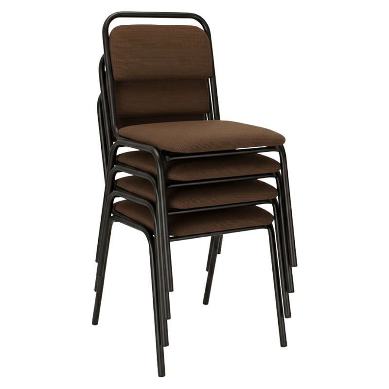 Zasadacia stolička stohovateľná, hnedá látka, čierny kov