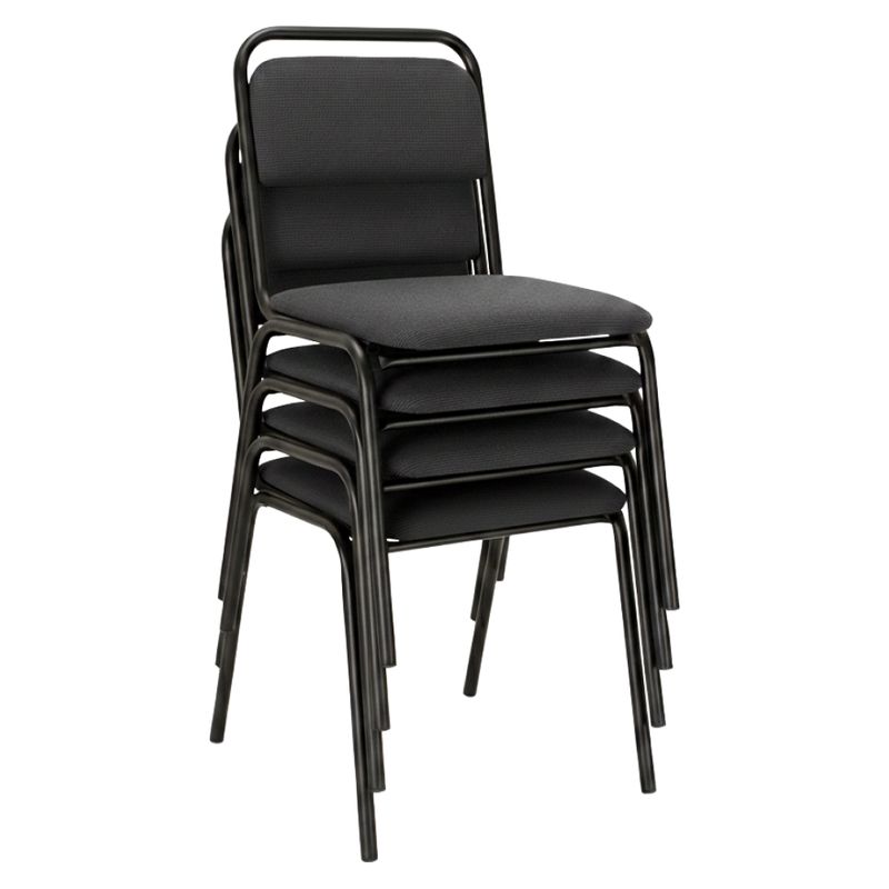 Zasadacia stolička stohovateľná, sivá látka, čierny kov