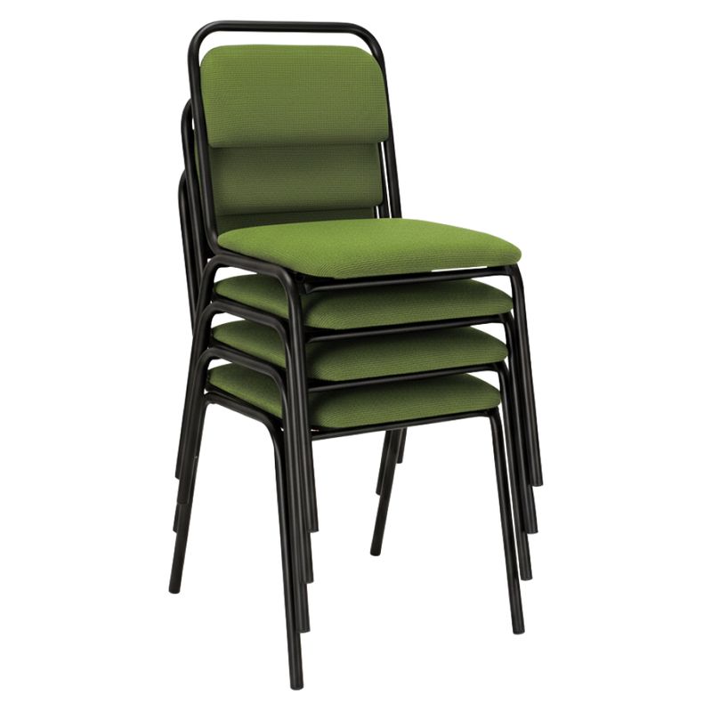 Zasadacia stolička stohovateľná, zelená látka, čierny kov