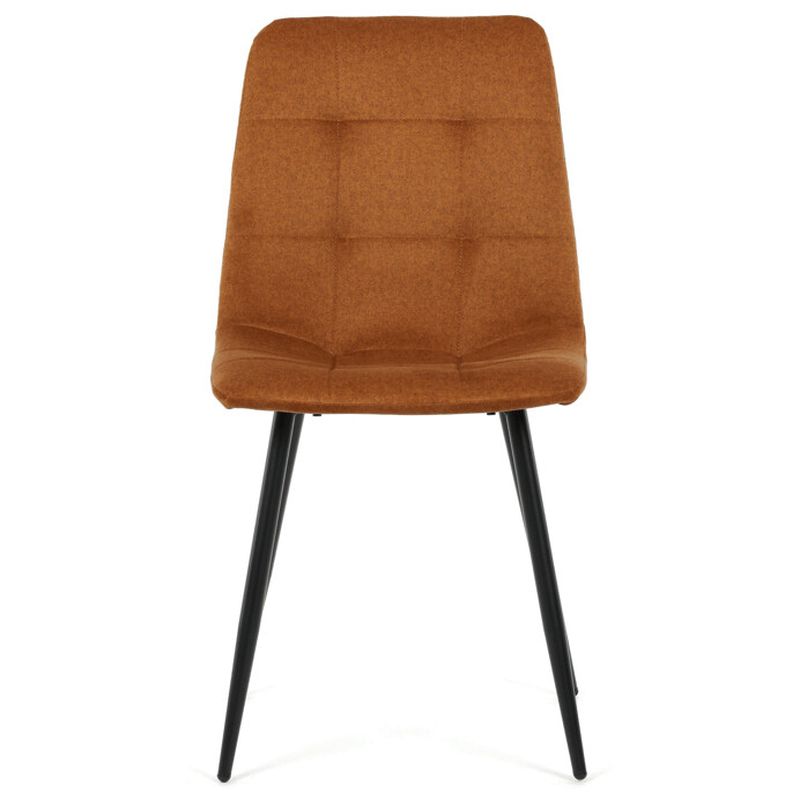 Čalúnená jedálenská stolička, žltá látka, čierny kov