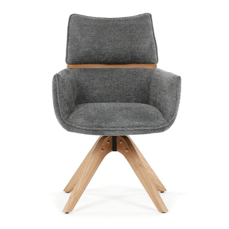 Elegantná jedálenská stolička sivá látka, 360° vratný mechanizmus, masív jaseň