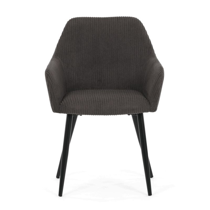 Jedálenská stolička sivá s menčestrovou látkou a čiernymi kovovými nohami