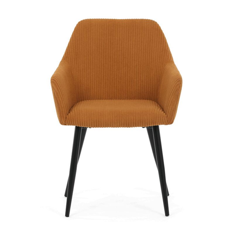 Jedálenská stolička žltá s menčestrovou látkou a čiernymi kovovými nohami