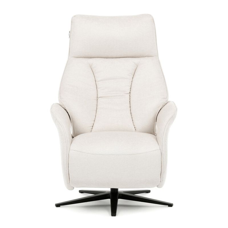 Luxusné elektrické relaxačné kreslo, krémová látka, s otočnou funkciou
