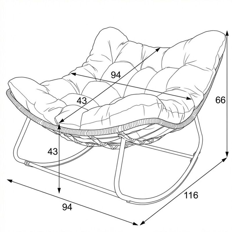 Záhradné hojdacie kreslo sivé z kovu a polyratanu