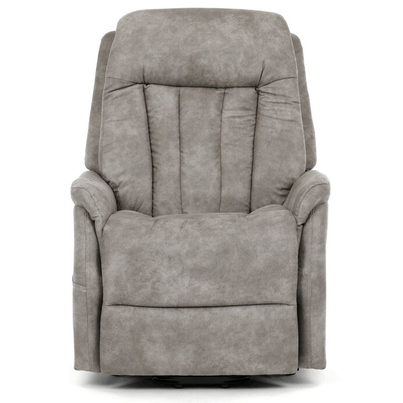 Výklopné, elektrické, polohovacie kreslo, sivá vintage látka