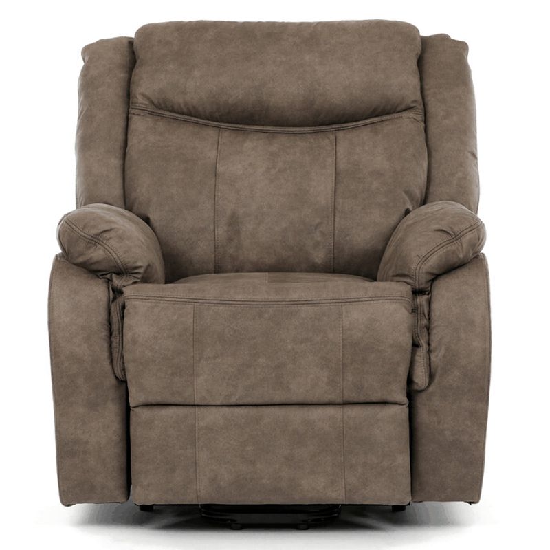 Elektrické polohovacie kreslo, výklopné, hnedá vintage látka