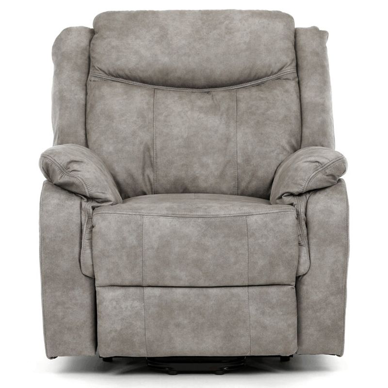 Elektrické polohovacie kreslo, výklopné, sivá vintage látka