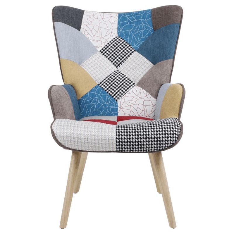 Relaxačné kreslo ušiak, viacfarebné patchwork, látka