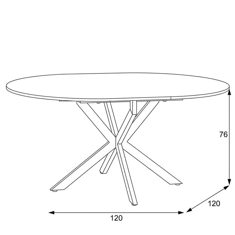 Rozkladací jedálenský stôl, biely, 120–160cm, s kovovou podnožou