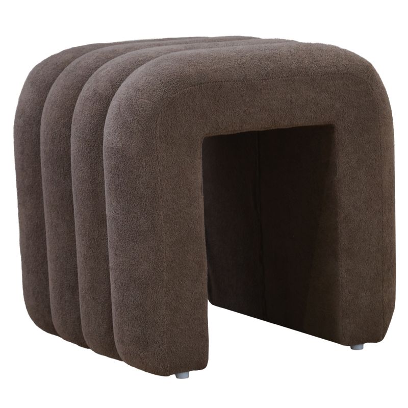 Moderný dizajnový taburet, 40 cm, hnedá látka