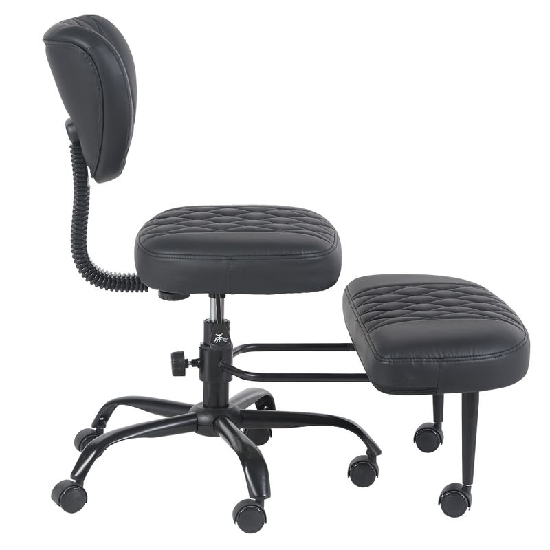 Ergonomická kľakačka, čierna ekokoža, čierny kov