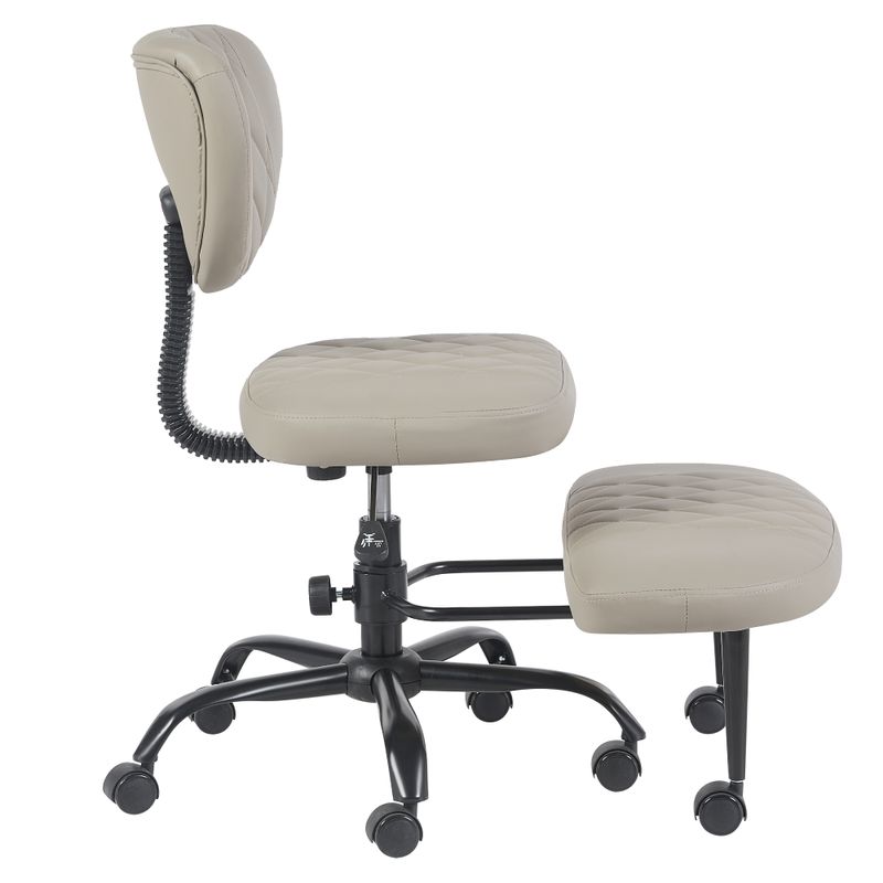 Ergonomická kľakačka, sivohnedá Taupe ekokoža, čierny kov