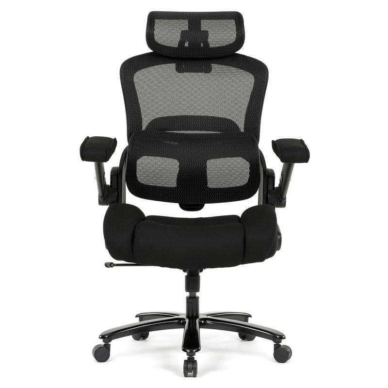 Ergonomická kancelárska stolička, čierna látka, sieťovina, 180 kg