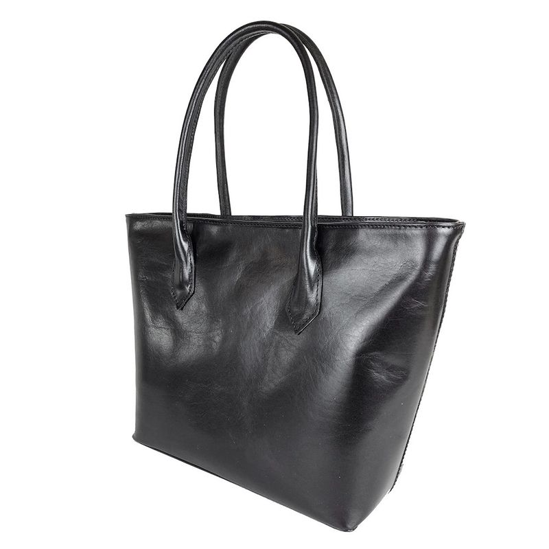 Kožená dámska kabelka SHOPPER v čiernej farbe