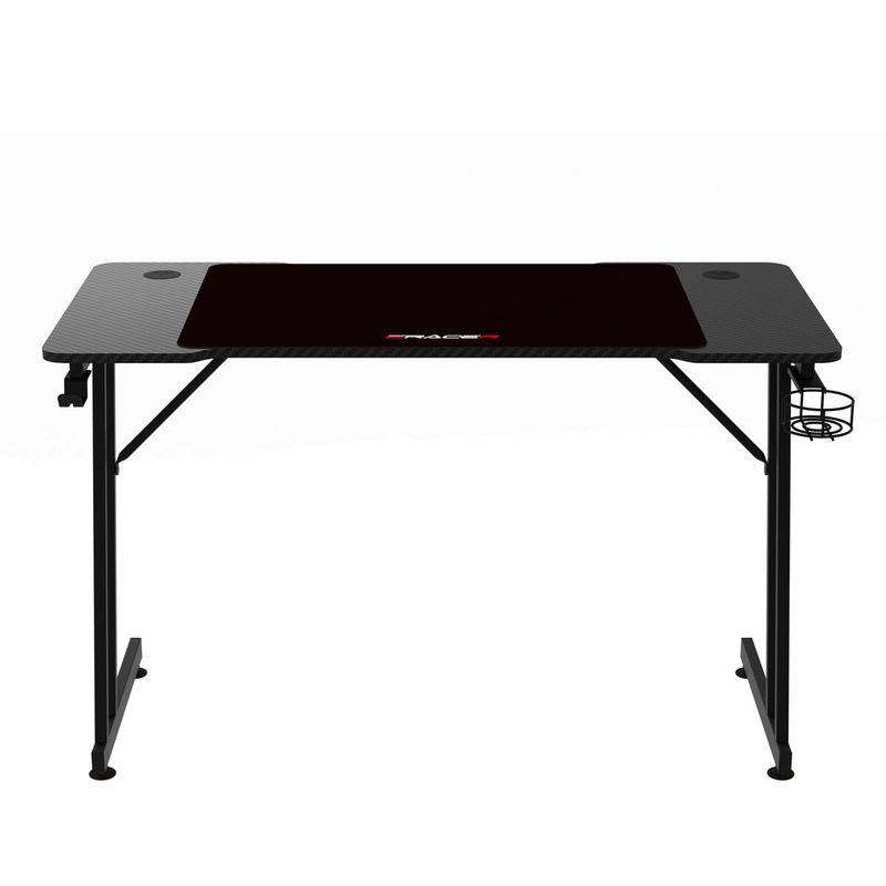 Moderný herný stôl 120x60, čierny carbon s kovovou podnožou