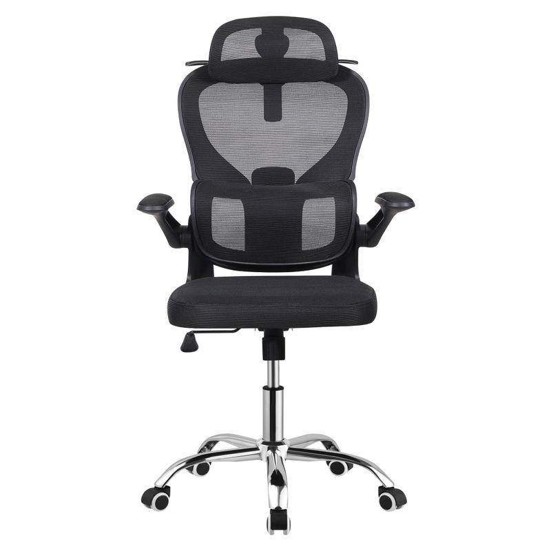 Ergonomické kancelárske kreslo v čiernej sieťovine, podstava chróm