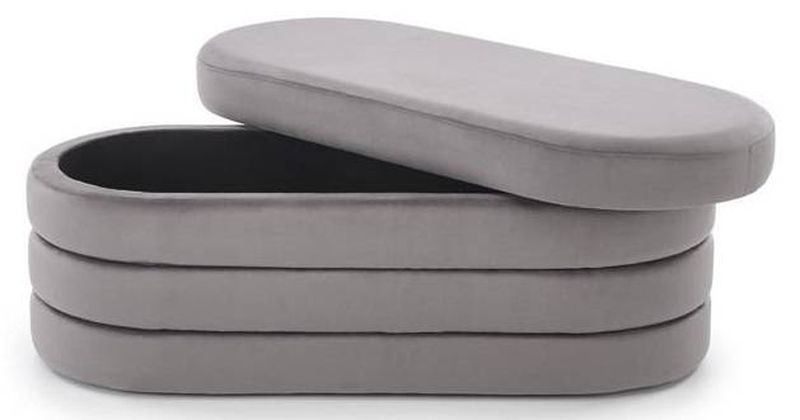 Elegantná taburetka s úložným priestorom 110 cm, sivý zamat