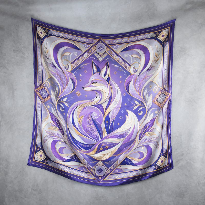 Hodvábna šatka LÍŠKA – PURPUROVÁ, 100 % prírodný hodváb, 90 × 90 cm