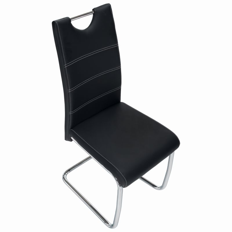 Moderná jedálenská stolička čierna, svetlé šitie
