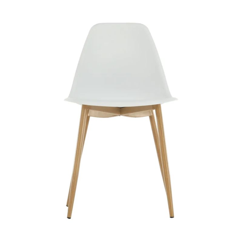 Stolička biely plast, nohy v prírodnej farbe